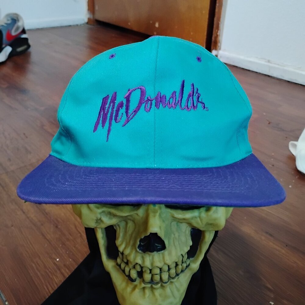 Deadstock Vintage 90s McDonald's Script Spell Out Snap Hat Cap